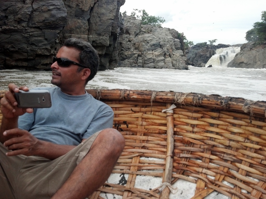 Gopal in a coracle